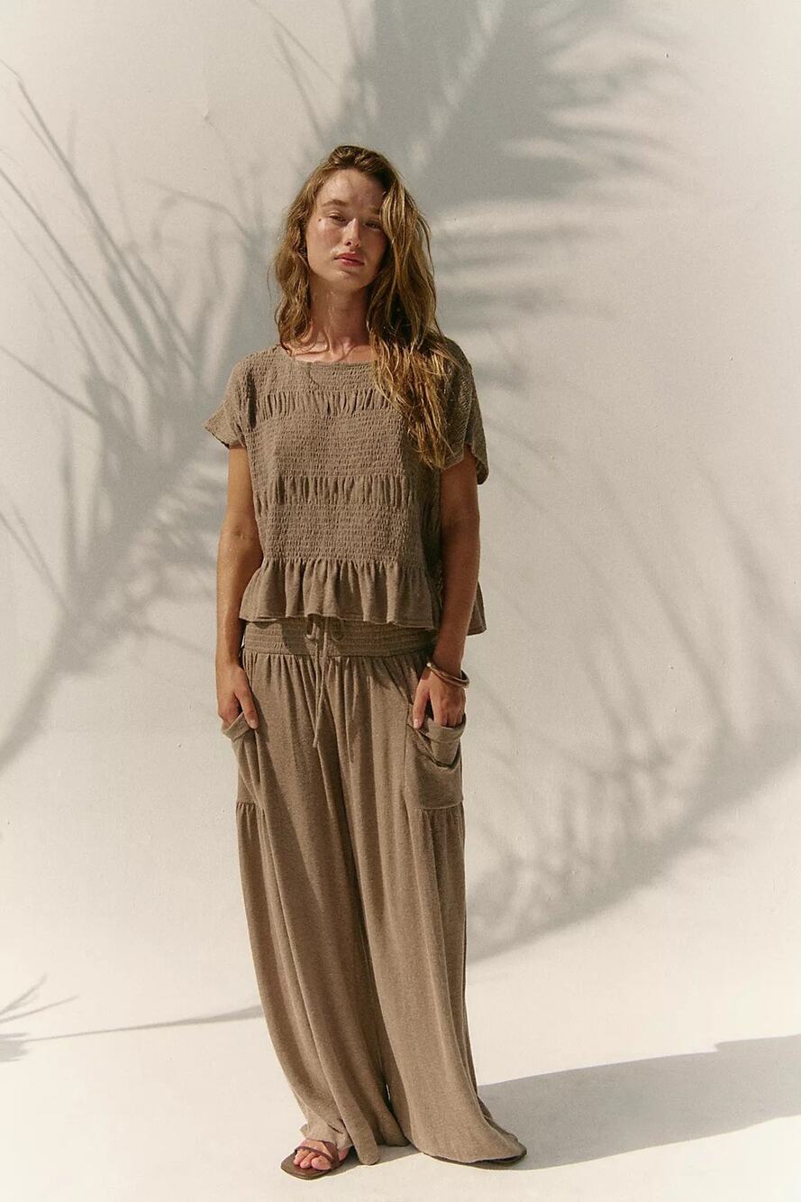 Free People Beach Riley Co-Ord Set in Dusted Cocoa Size Large